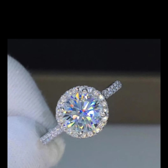 Fine Jewelry Jewelry - 925 Sterling Silver 'Halo' Lab Created Diamond Ring